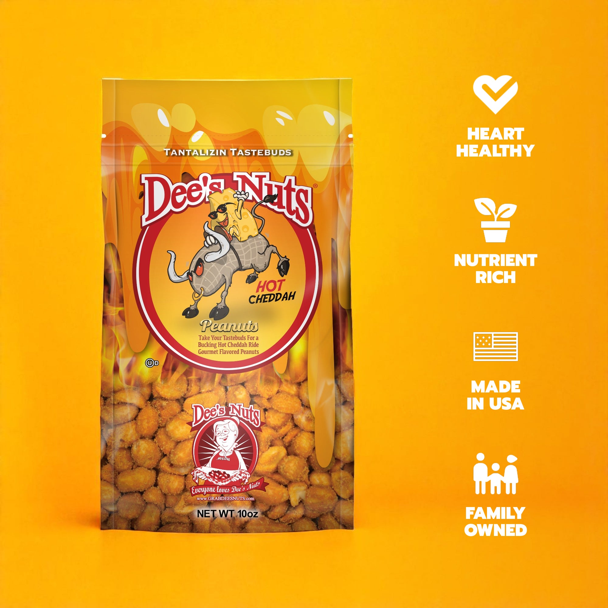 Hot Cheddah Gourmet Peanuts  10 Oz Bag