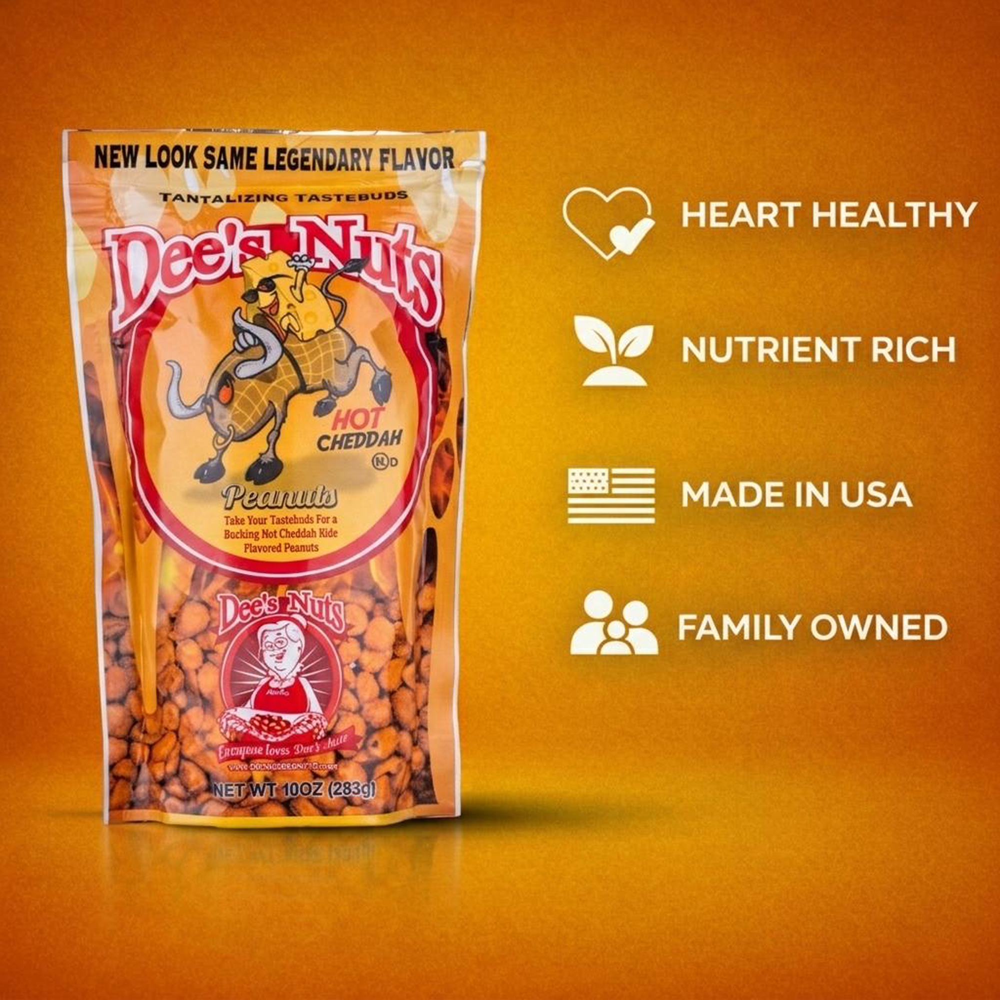 Hot Cheddah Gourmet Peanuts  10 Oz Bag